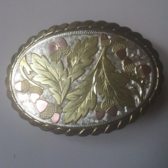 w usa Other - Belt Buckle Acorns and Maple Silver Rose Gold Tone